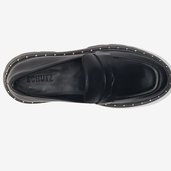 WOMEN'S SCHUTZ CHRISTIE STUDS LEATHER LOAFER BLACK 7.5 - Picture 6 of 6